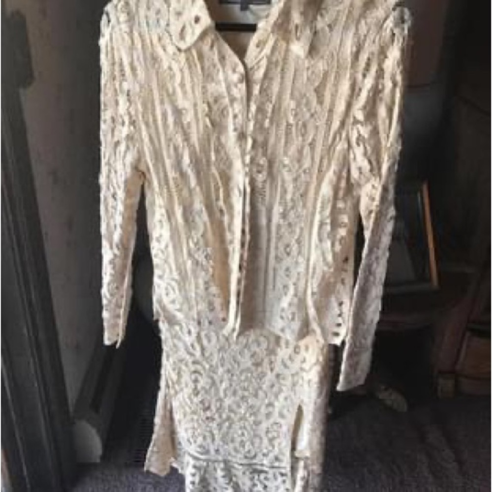 Double D Ranch white lace top & bottom.